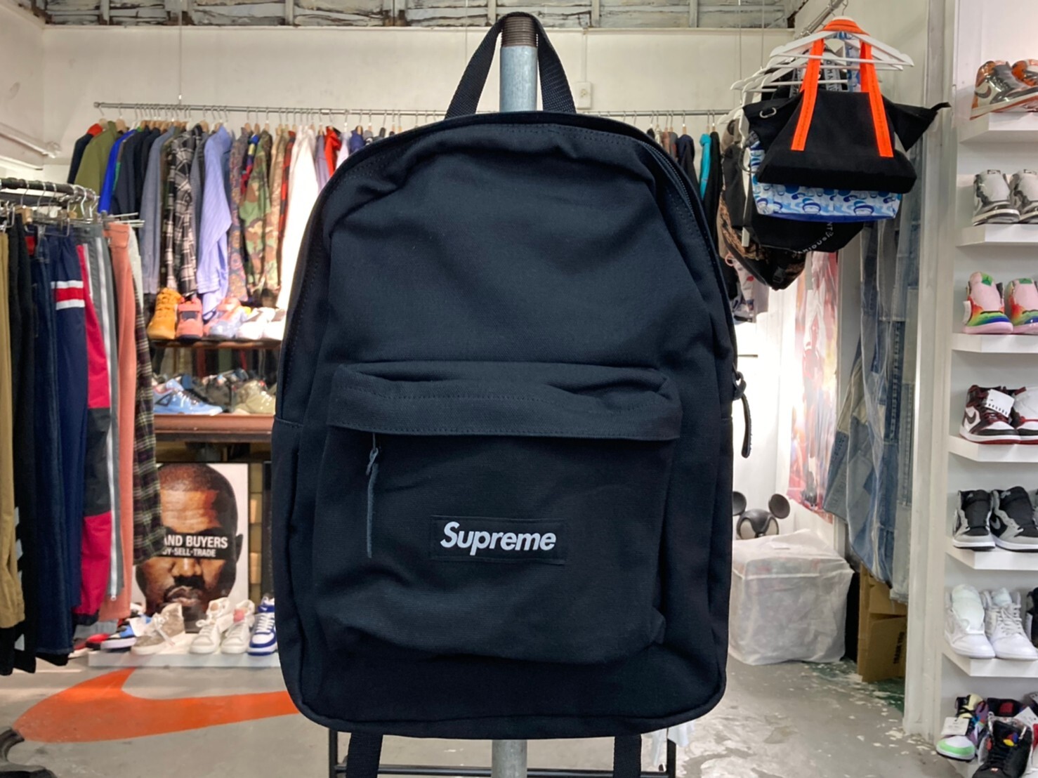 supreme canvas backpack black リュック