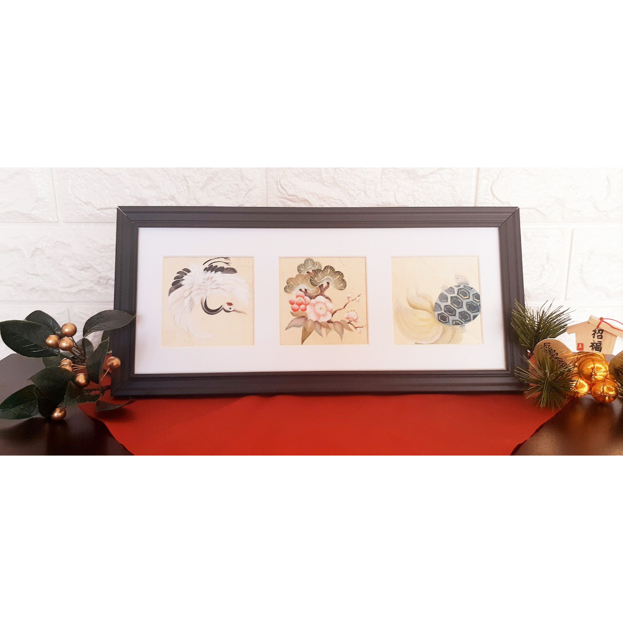 お正月 鶴 カメ の イラスト めでた屋 原画 しみずともこのおもちゃばこ