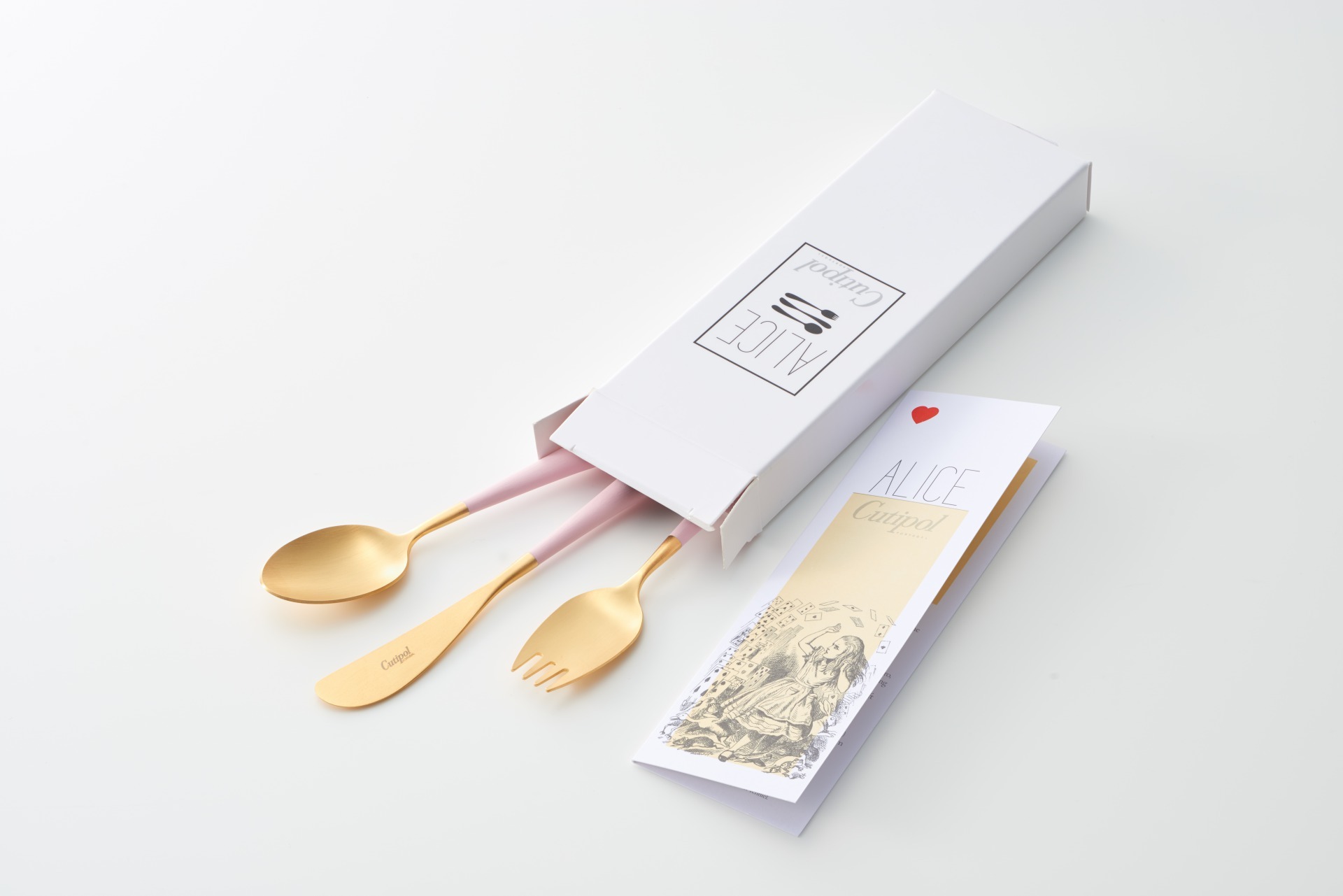 Cutipol クチポール Alice Set Celadon Gold セラドンゴールド Pink Gold ピンクゴールド 子供用カトラリーセット スプーン フォーク ナイフ おしゃれ ギフト 出産祝い 男の子 女の子 プチギフト お食事 5歳 6歳 7歳 フィルアンドテッズ マウンテンバギー By