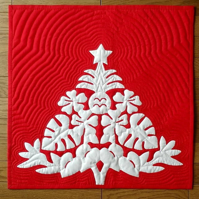 型紙レシピ ハワイアンクリスマスツリー55x55cm Pono Hawaiian Quilt
