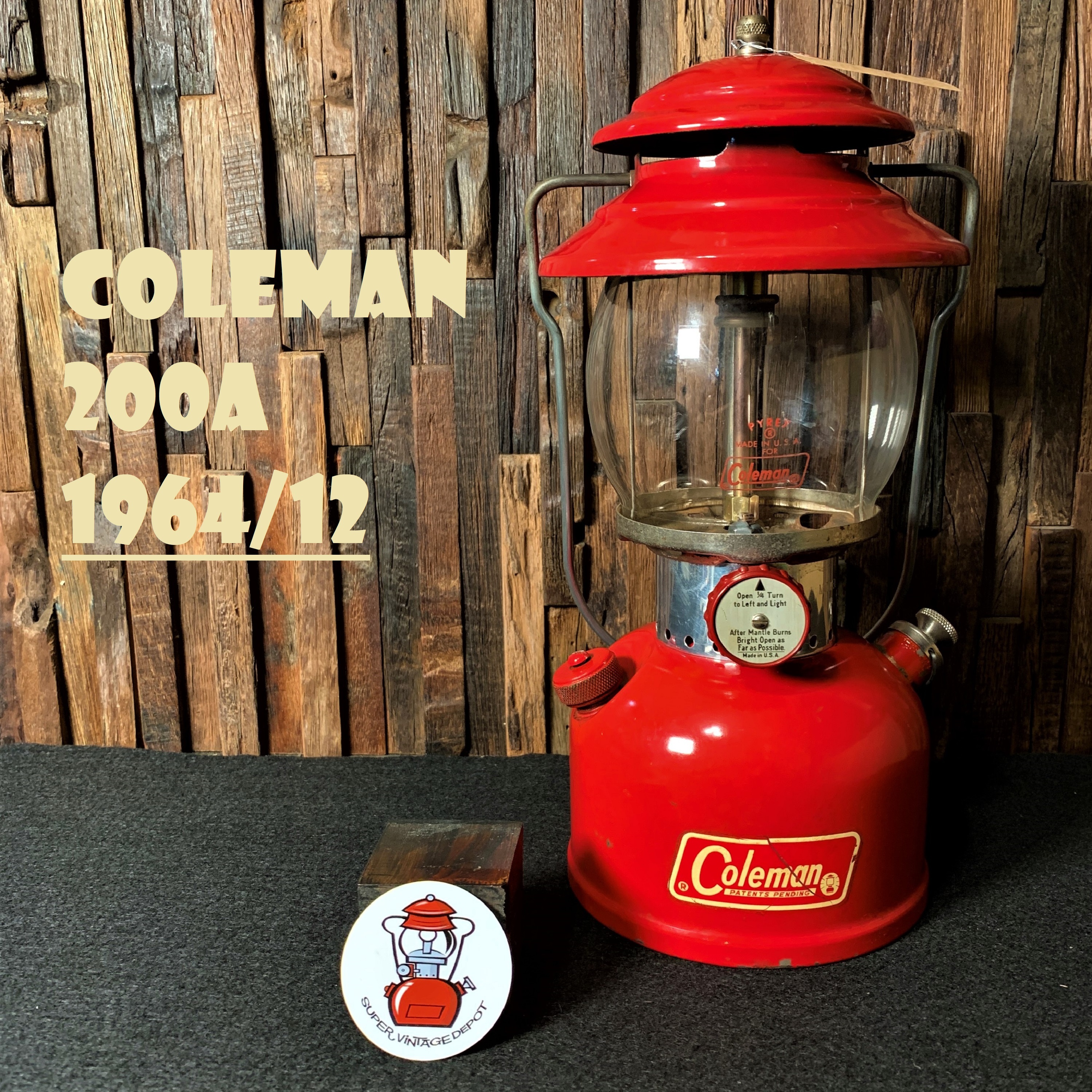 コールマン 0a 1964年12月製造 後期 パテンツペンディング 白枠 ランタン Coleman 完全分解製造済み パイレックスグローブ 美品 キャンプ バースデー Super Vintage Depot スーパービンテージデポ