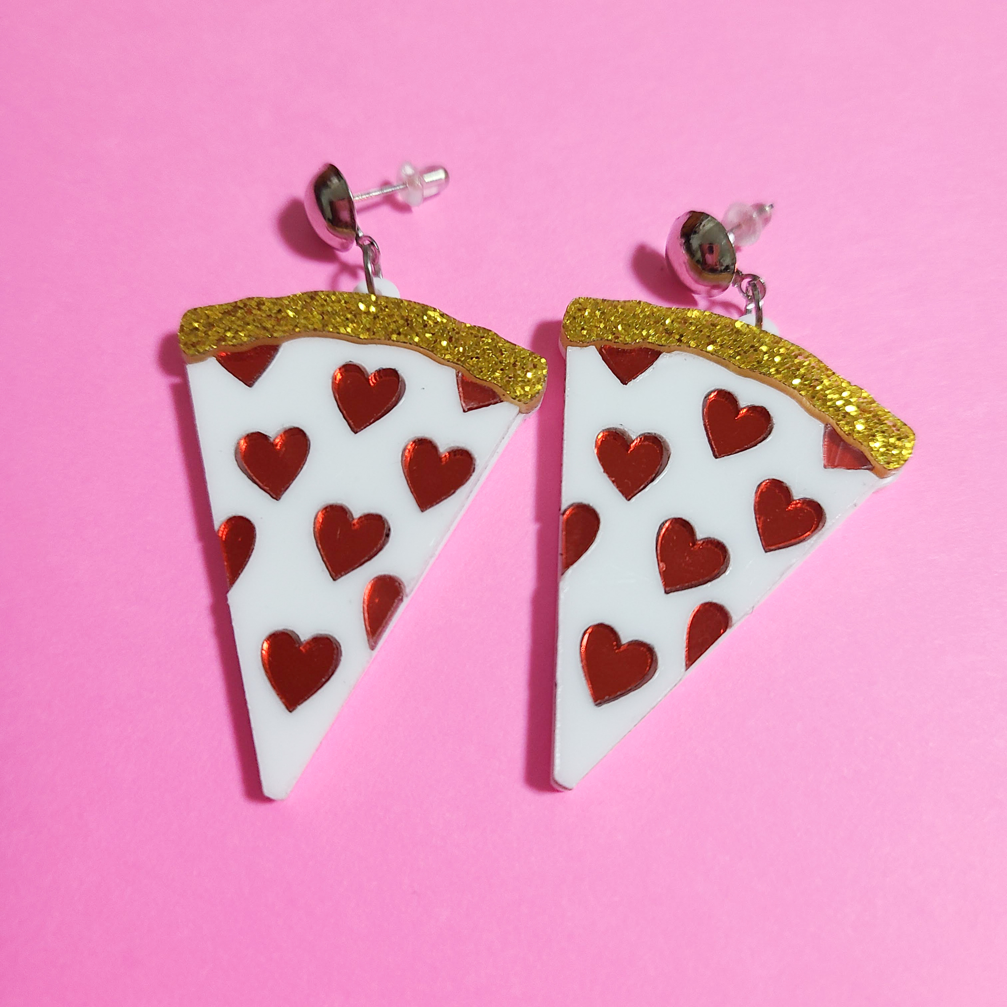 ラブリーピザピアス ハート Pizza かわいいピアス おもしろピアス 個性派 バレンタイン ラブ ラブリー パンアクセ 大人かわいい 原宿 デート 女子会 キラキラ Neons