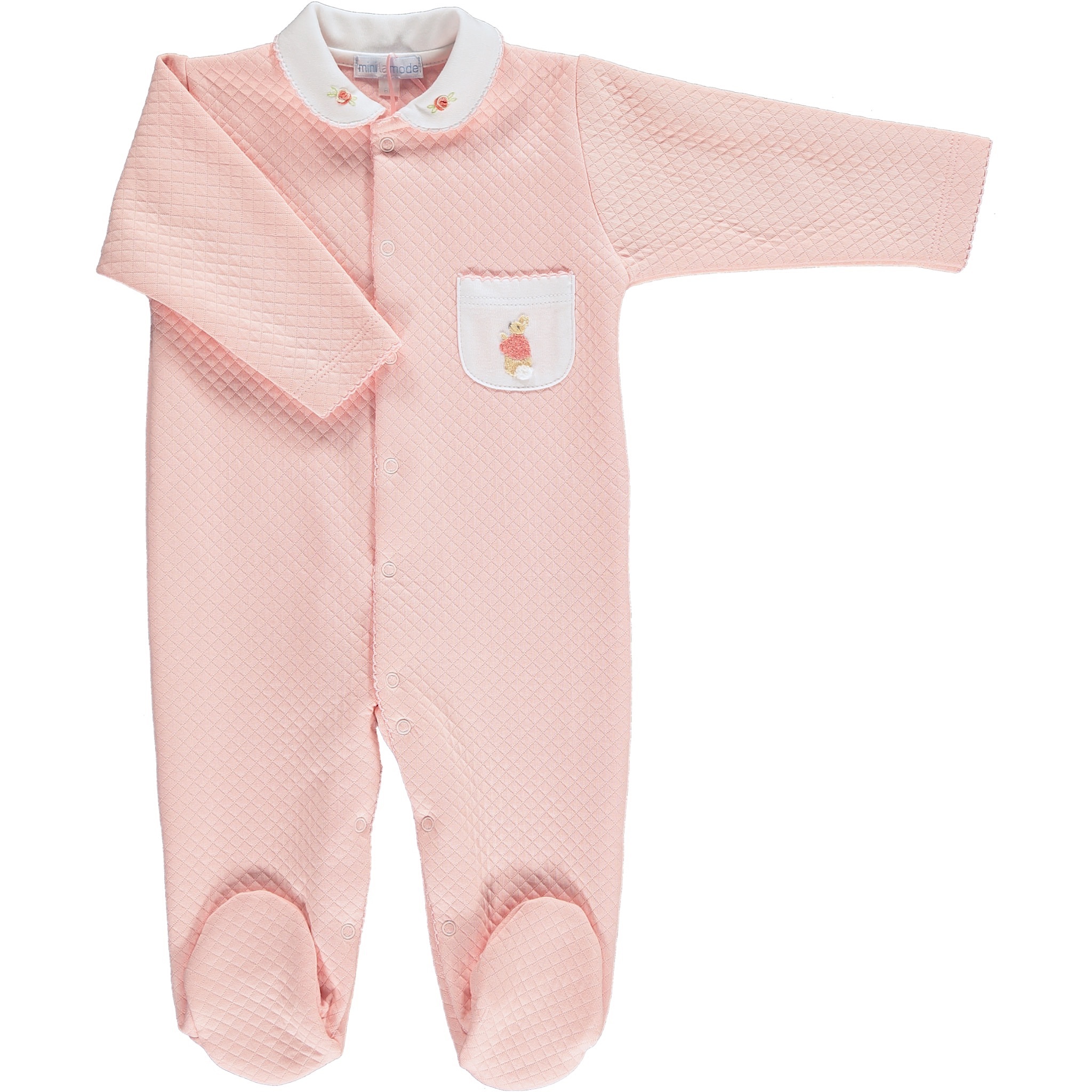 12m Last1 Minilamode ピーターラビット キルティング 足付きカバーオール 前開き Emiu Emiu エミュー ヨーロッパベビー こども服