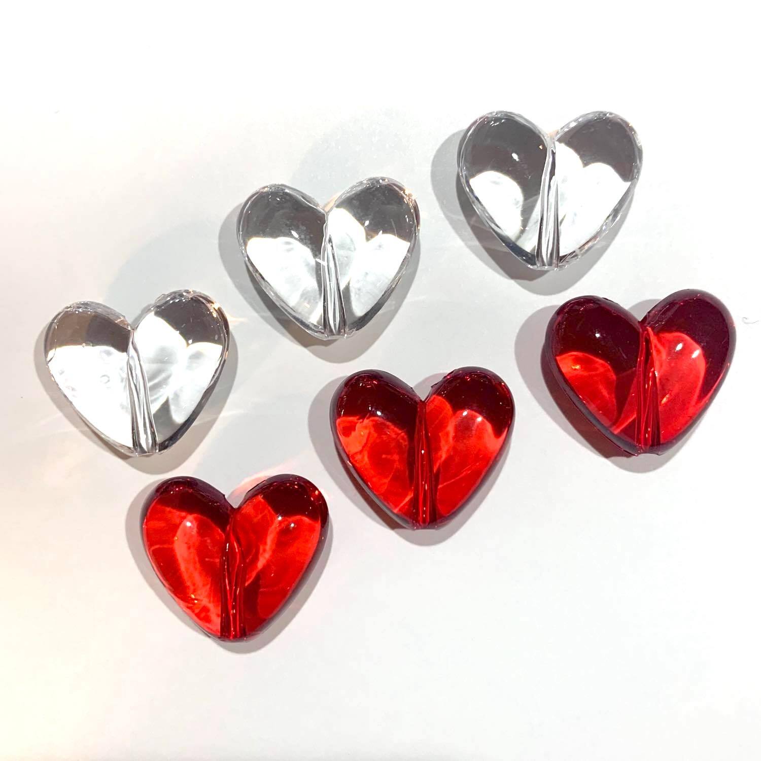 クリアハートビーズ 赤 クリア Dua アクセサリーパーツショップ