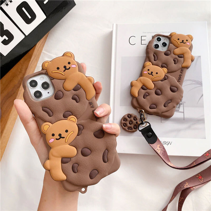 Iphone12対応 かわいい くま クッキー デザイン 落下防止 ストラップ ペンダント Iphone ケース おしゃれな Iphoneケース専門店 Khagain