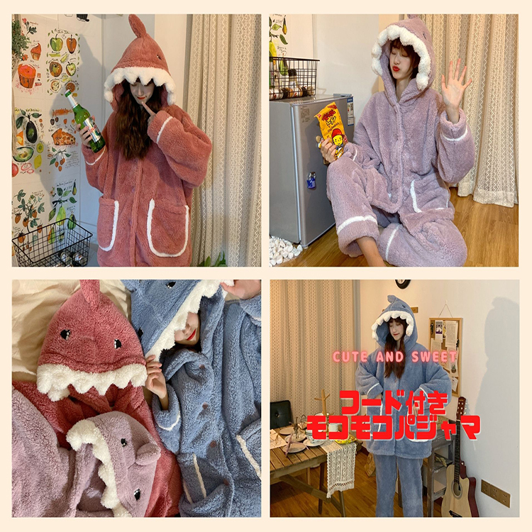 ルームウェア フード付きモコモコパジャマ かわいい 秋 冬 カジュアル パンツ ツーピース 大人ガーリー スウィート キュート オータム 秋物 ウィンター 冬物 Ledy Go Round