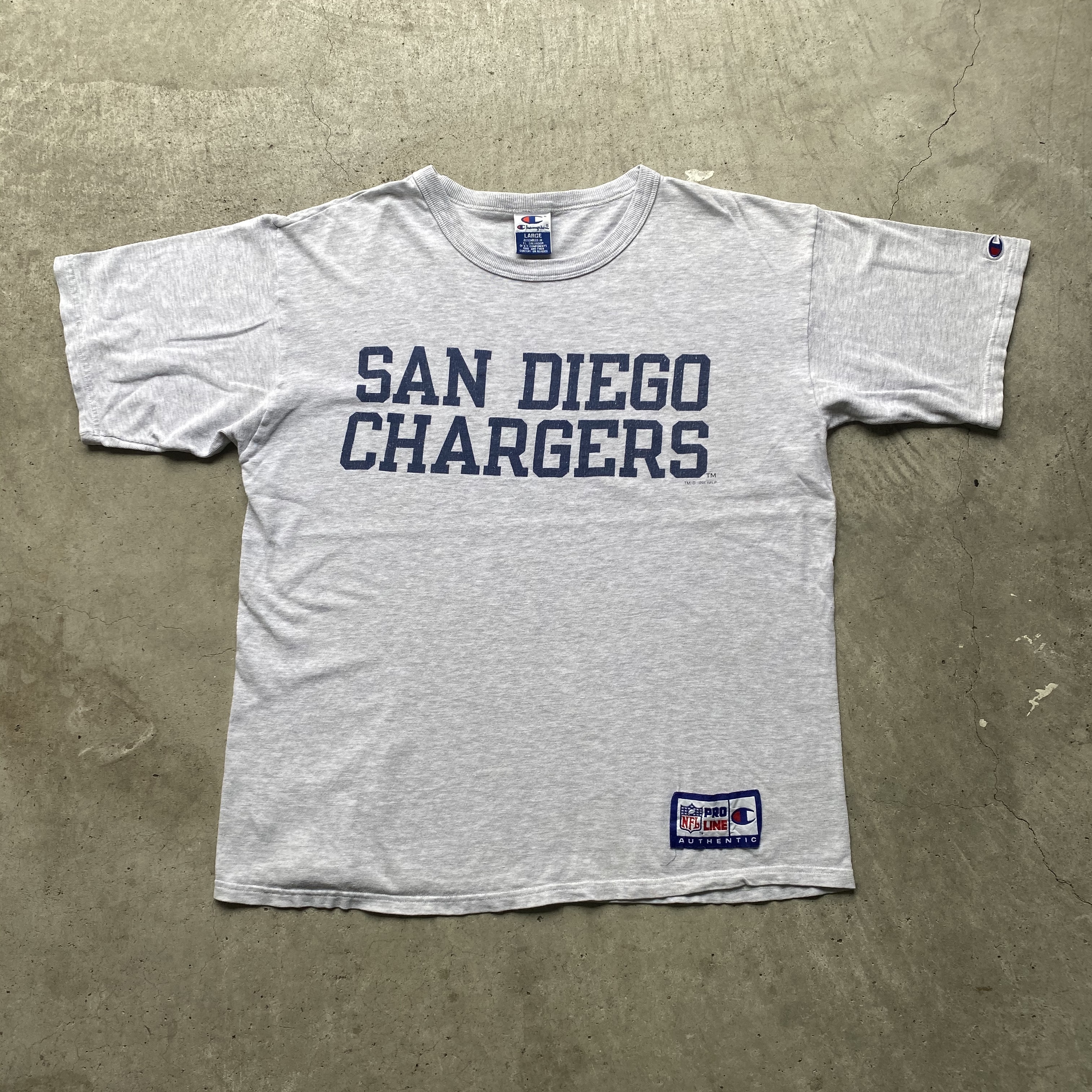 90年代 刺繍タグ エルサルバドル製 Champion チャンピオン Nfl Sandiego Chargers プリントtシャツ ヴィンテージ メンズl 古着 Tシャツ Al Cave 古着屋 公式 古着通販サイト 夏物最大50 Off開催中