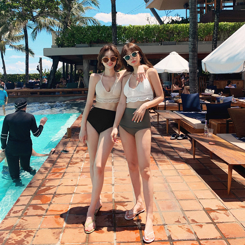 新作 ビキニ レース 編み込み ハイウエスト 水着 セクシー 5036 Macaron