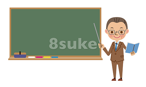 イラスト素材 黒板を使って授業をする中年の先生 ベクター Jpg 8sukeの人物イラスト屋 かわいいベクター素材のダウンロード販売