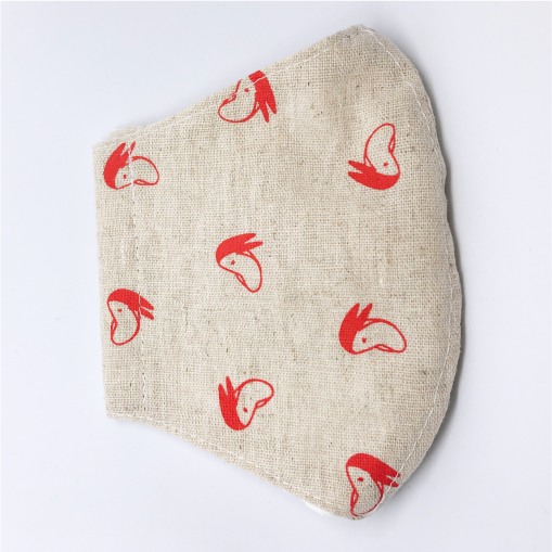 布マスク コットンリネン リンゴうさぎ柄 うさぎ雑貨屋 Geenecco じーねっこ オリジナルデザイン ハンドメイド