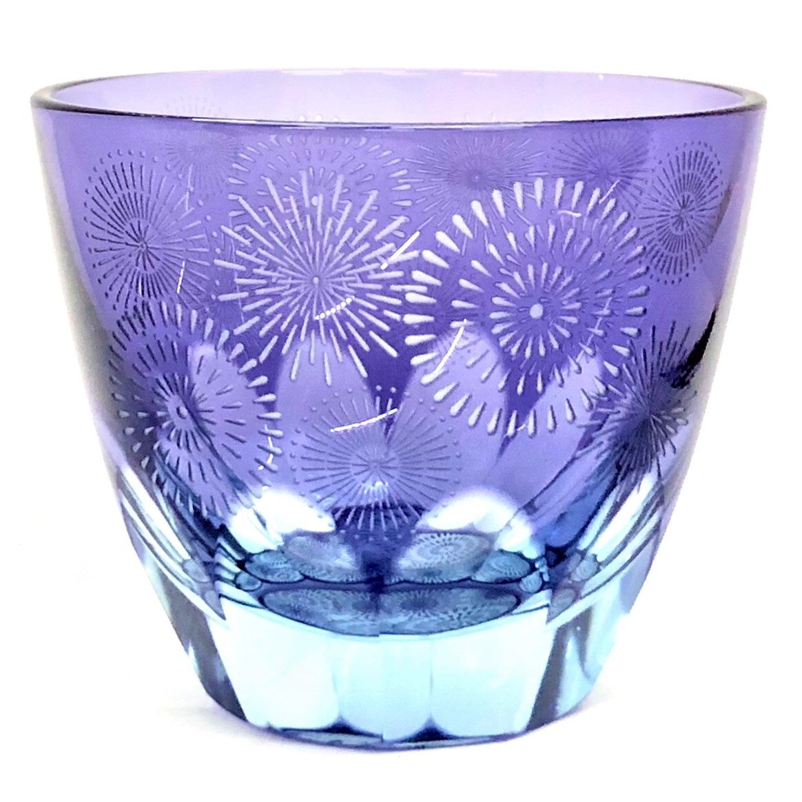 砂切子 花火 金紫 ライトブルー 名入れ無料 アルファベット12文字まで Glasslab 江戸切子 砂切子の通販 砂切子 花火 金紫 ライトブルー 名入れ無料 アルファベット12文字まで Glasslab 江戸切子 砂切子の通販