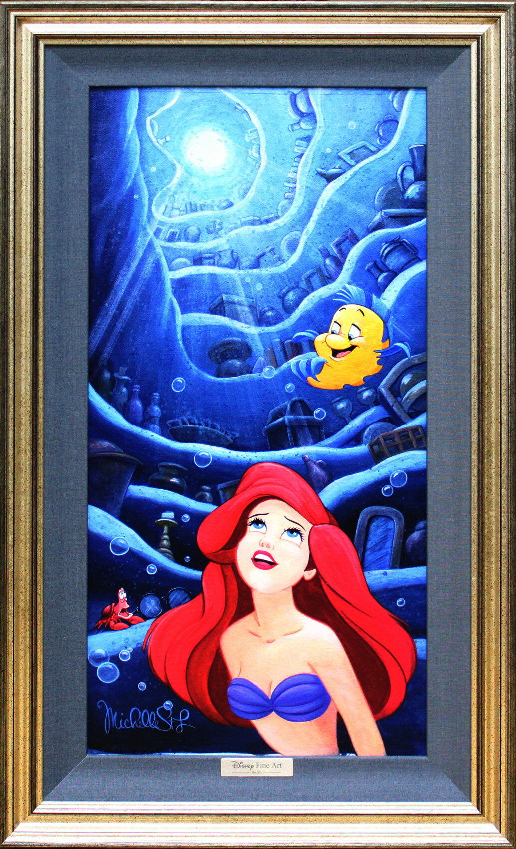 ディズニー絵画 リトル マーメイド ワールド アップ アバブ 作品証明書 展示用フック付 限定500部キャンバスジークレ ディズニー絵画 ポスター