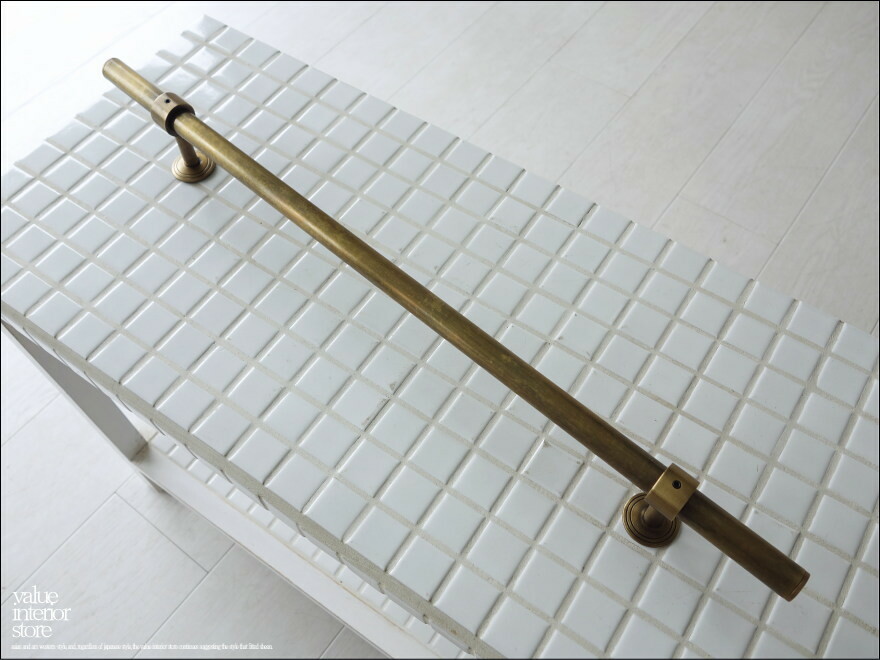 真鍮ドアハンドルbar ノブ 取っ手 鋳物 鋳造 レトロ ブラス取手 手すり 手摺 店舗什器 Diy シャビー アンティーク調 真鍮金物 幅50cm Valuestore