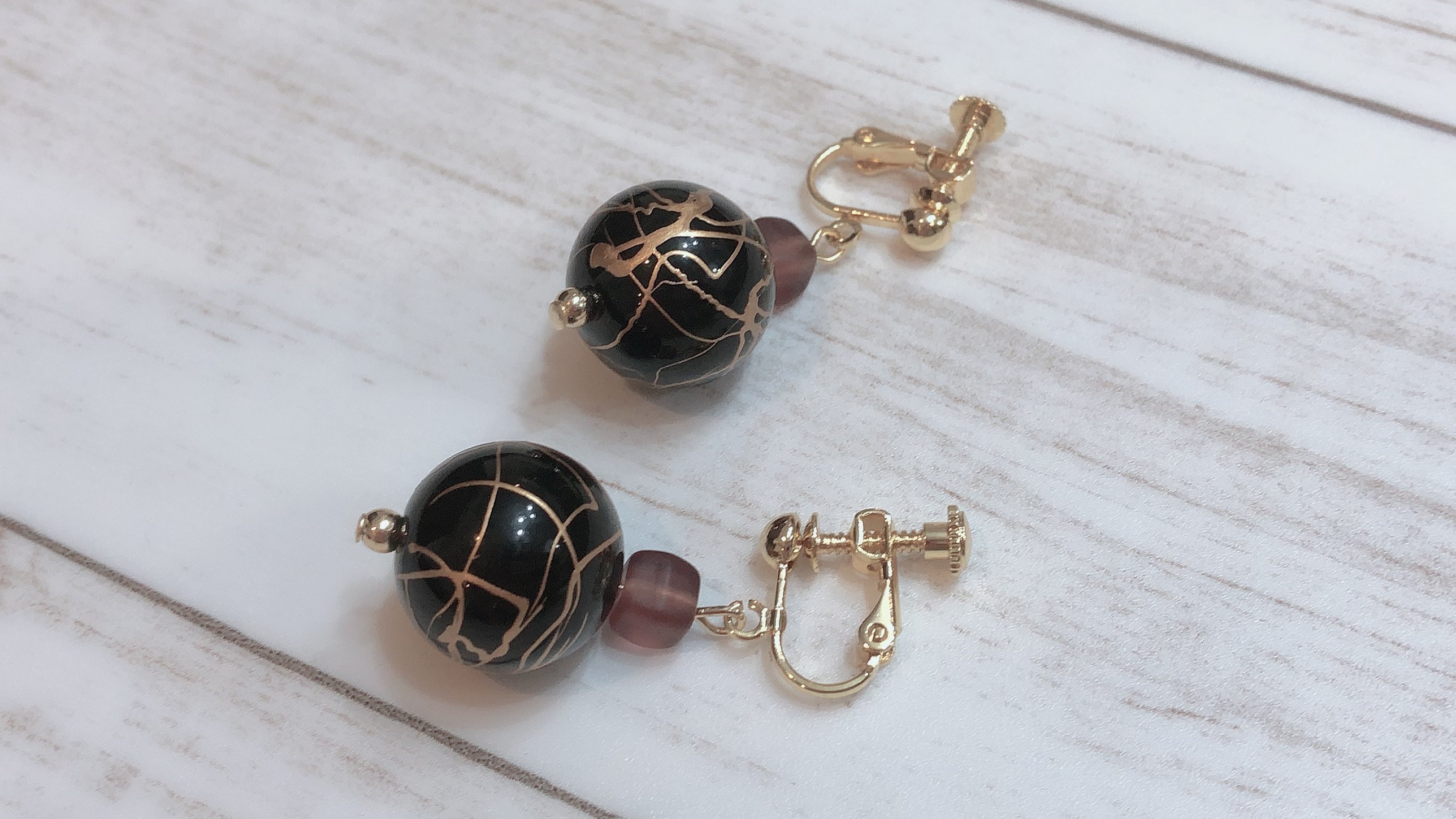 R S 水風船 和柄パープルイヤリング 水田竜子オンラインショップ