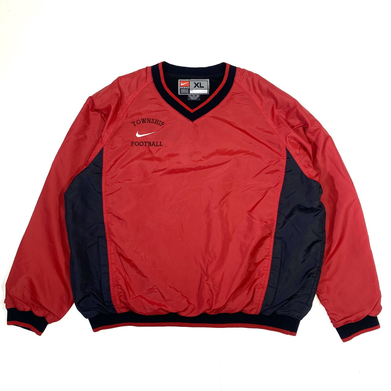 90年代 ビンテージ Nike ナイキ Vネック プルオーバー ナイロンジャケット レッド ブラック メンズxl ヴィンテージ 古着 ナイロンジャケット Cave 古着屋 公式 古着通販サイト