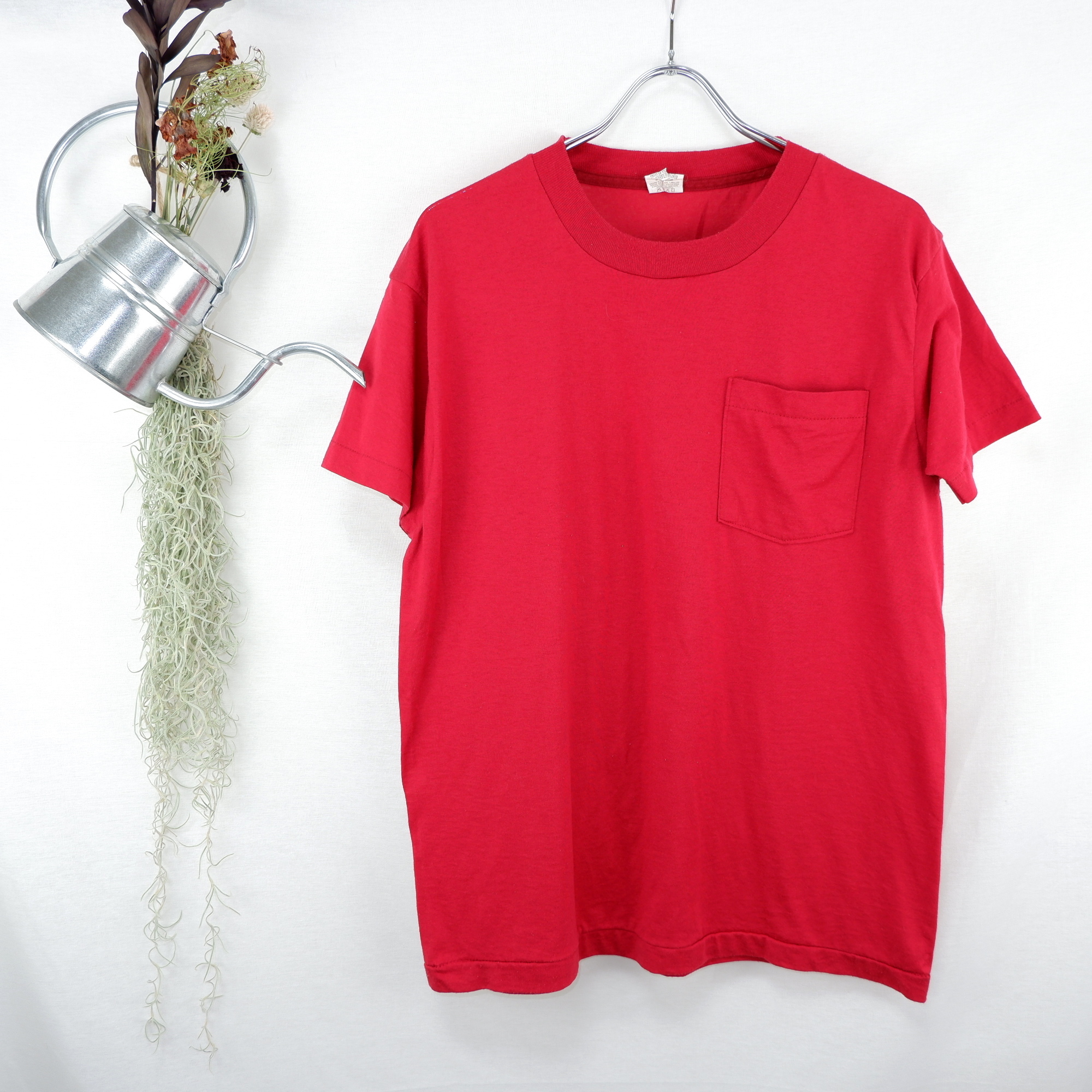 M Fruit Of The Loom Red Pocket Tee 赤 無地 ポケット Tシャツ きれいめや90sのメンズ古着専門店jo Ro