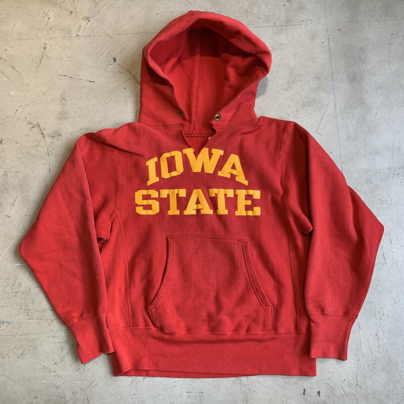 80 S Champion チャンピオン リバースウィーブ スウェットパーカー Iowa State アイオワ州立大学 レッド イエロー トリコタグ カレッジ Small Usa製 希少 ヴィンテージ Ba 1337 Rm1706h Agito Vintage