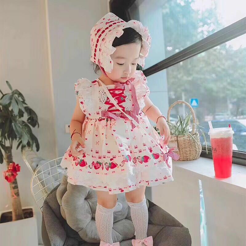 苺 Strawberry ドレス ワンピース ワンピ レース おんなのこ 子供 子供服 プリンセス ロリータ 姫系 フリル 花柄 フラワー Baby Dress Cute Flower 赤ちゃん ベビー 服 Antoinette