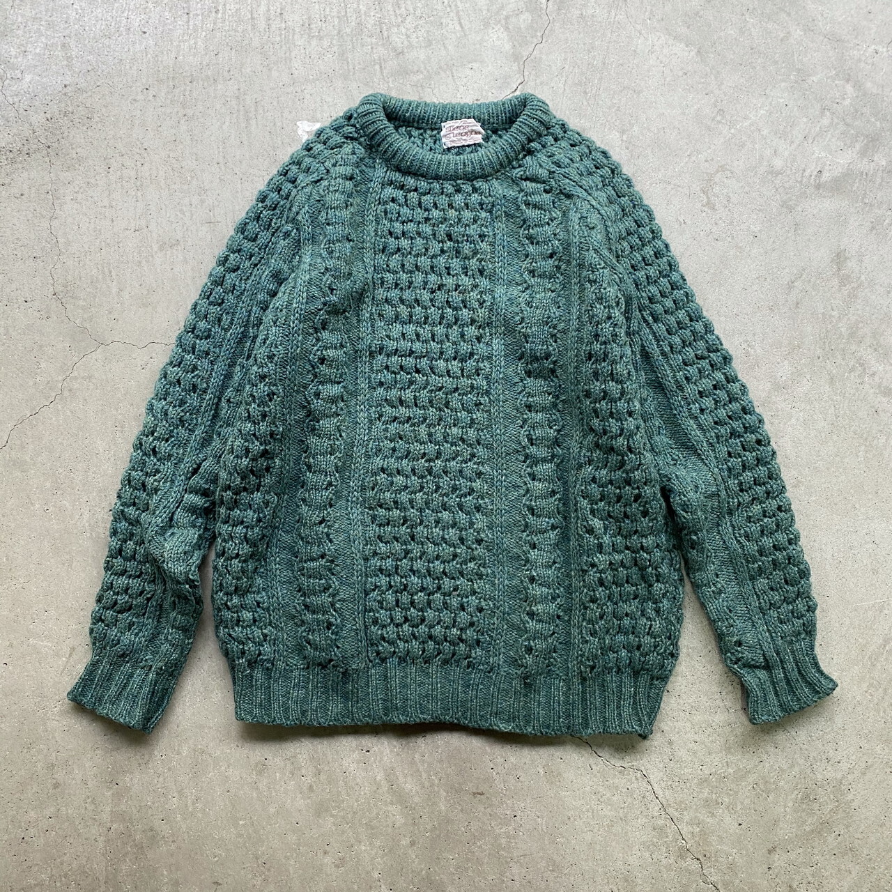 Slieve League アイルランド製 フィッシャーマン アランニットセーター ウールニットセーター メンズxl相当 レディース 古着 グリーングラデーション 緑色 ニットセーター Cave 古着屋 公式 古着通販サイト 100時間限定all15 Off開催中