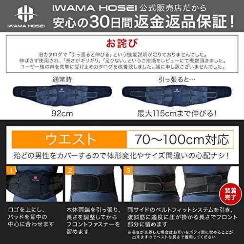 Jpcs Iwama Hosei 腰サポーター コルセット 腰 サポーター メンズ ウエスト70 100cm Waist Fit Az Japan Classic Store