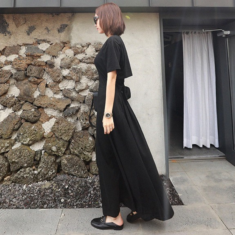 ワンピース レディース ロング 背中空き クルーネック マキシ丈 バックリボン 無地 10代 代 30代 40代 50代 韓国の可愛いレディースアパレルのセレクトショップ Kilalion キラリオン