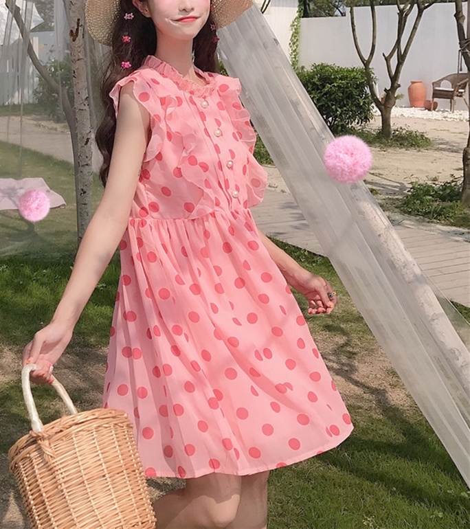 ワンピース 109 ピンクドット柄ノースリーブワンピース ｂｌｏｅｍ