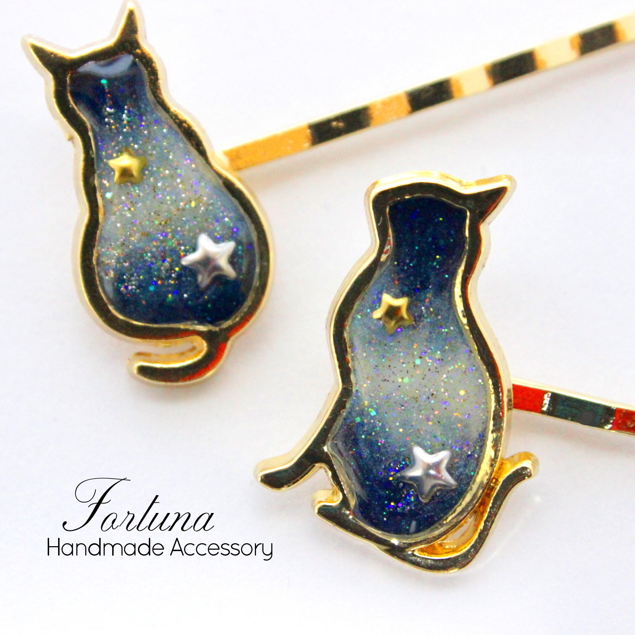 夜空猫ヘアピン 12 アクセサリー工房 Fortuna