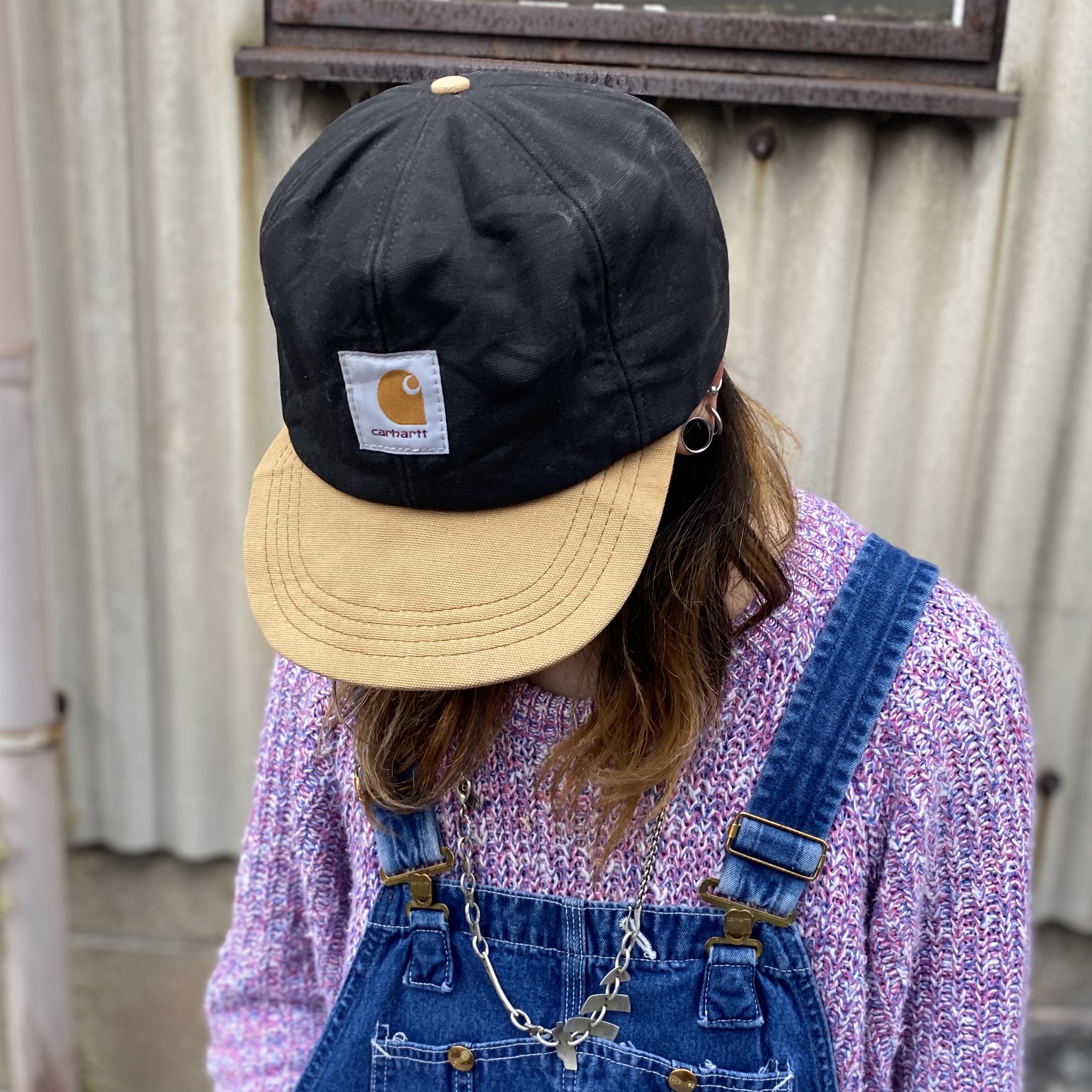 Usa製 Carhartt カーハート ダック地 ロゴ ワークキャップ 耳当て付き 3way ブラック 黒 メンズl 古着 帽子 Cave 古着屋 公式 古着通販サイト