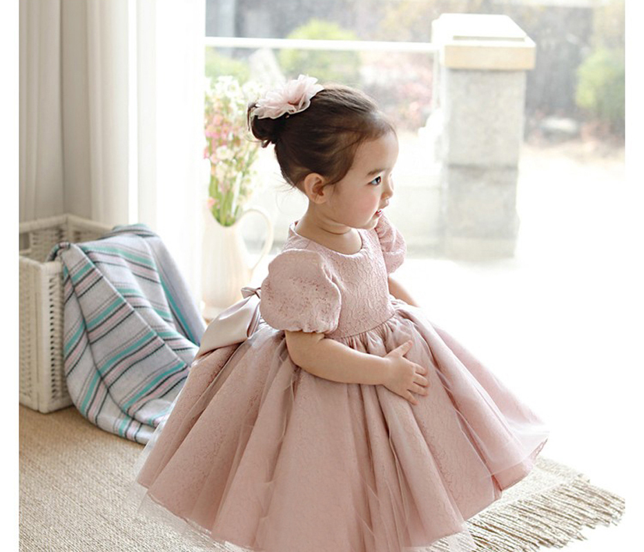 子供ドレス 女の子 子供服 子供ワンピース フォーマル お姫様ドレス 子どもドレス 結婚式 発表会 ピアノ 演奏会 誕生日 パーティー 七五三 花童 大きいリボン ピンク Elegant