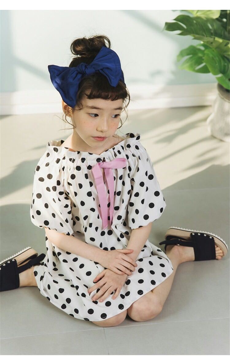 女の子キッズ ボーダー柄 ストライプ柄 ドット柄ボリューム袖 半袖フリルワンピース レトロ風 ワンピース 卒園式 入園式 入学式 フォーマル 韓国子供服 韓国服 子供服 キッズ ジュニア 女の子 幼稚園 保育園 水玉110cm 1cm 130cm 140cm 150cm 160cm 送料無料 韓国