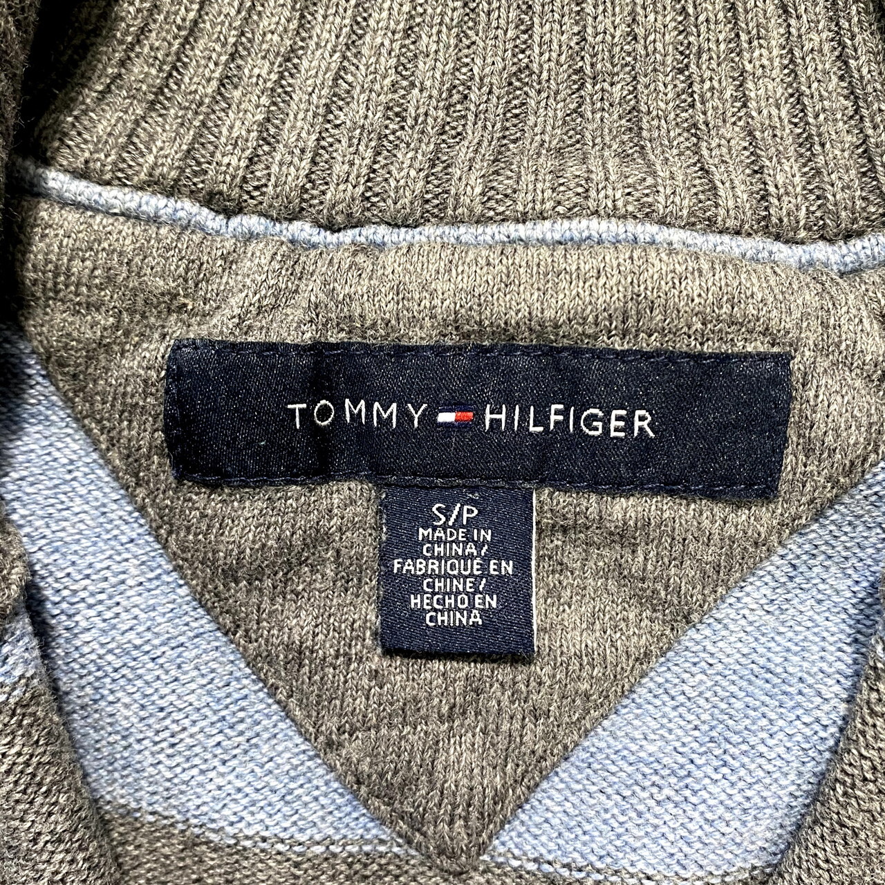 Tommy Hilfiger トミーヒルフィガー ハーフジップ ハイネック コットンニットセーター メンズs ボーダー柄 ニットセーター Cave 古着屋 公式 古着通販サイト