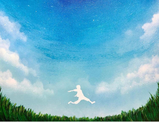あの空まで飛べたら キャンバスパネル風景画 Aki Spray Paint