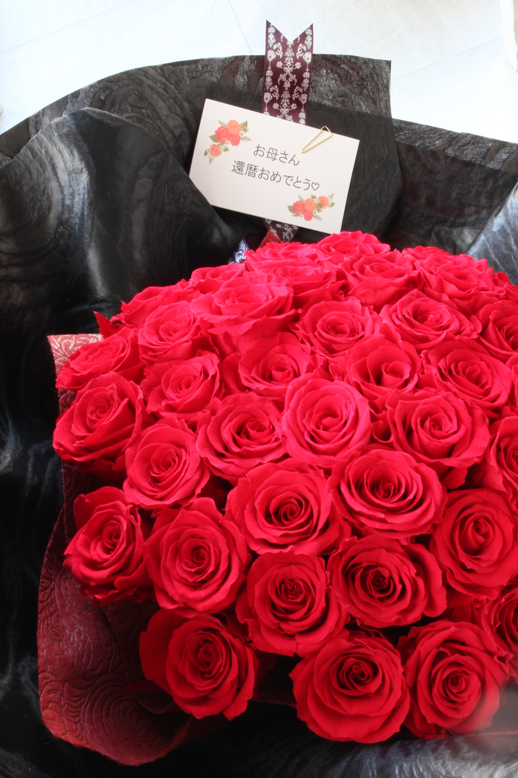 60輪の薔薇 花束 還暦 福岡のプリザーブドフラワー専門店 Rosejunoローズユノwebshop ネットショッピング