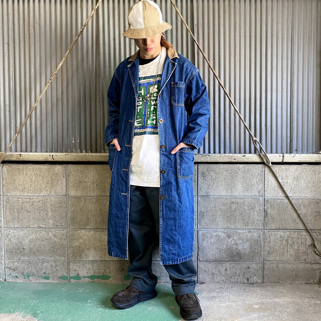 90年代 Usa製 ビンテージ Lee リー デニムコート メンズm相当 レディースl相当 古着 90s ヴィンテージ ロングコート デニムジャケット Cave 古着屋 公式 古着通販サイト