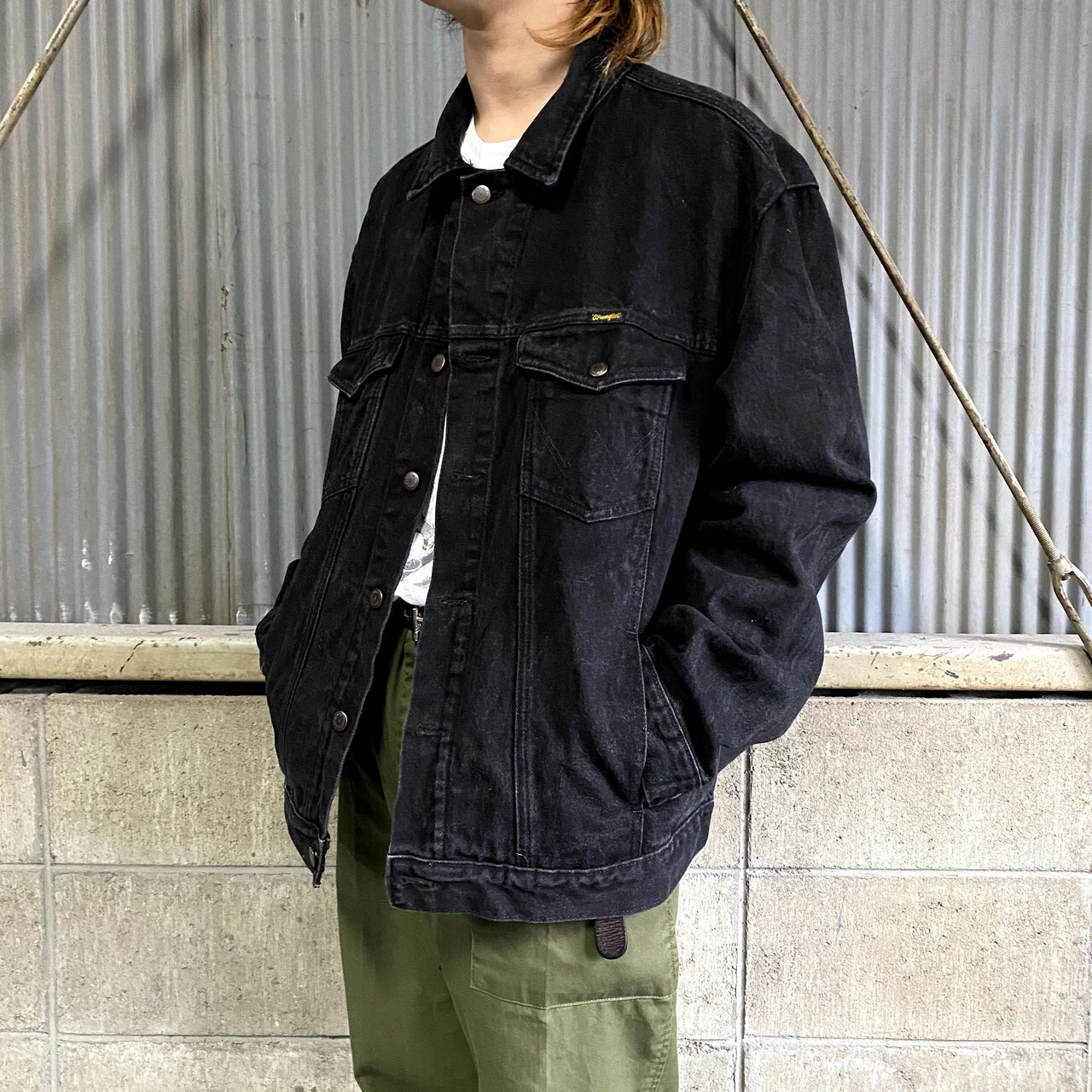 Wrangler ラングラー ブラックデニムジャケット メンズxxl 古着 Gジャン ビッグサイズ 大きいサイズ 黒 ブルゾン ジャケット Cave 古着屋 公式 古着通販サイト