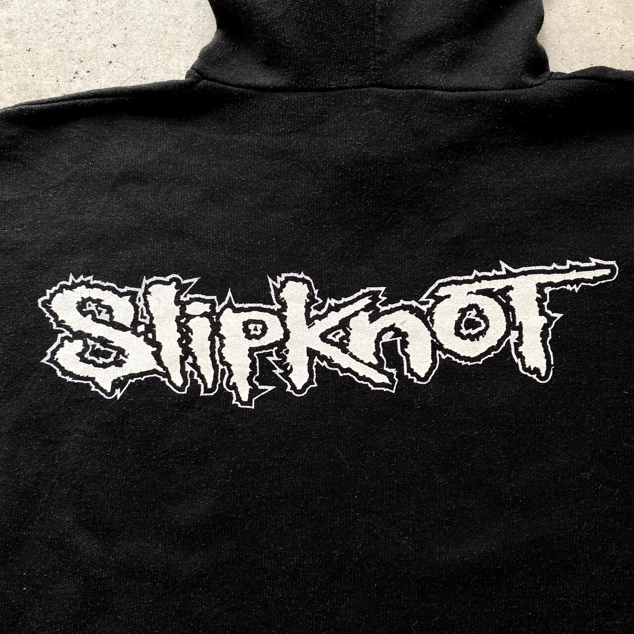 00年代 イタリア製 Slipknot バンド スウェットパーカー メンズl 古着 スリップノット 00s ヴィンテージ ビンテージ プルオーバー パーカー 両面プリント バックプリント ブラック 黒 パーカー Cave 古着屋 公式 古着通販サイト