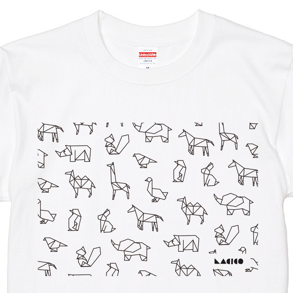 Lacico 折り紙tシャツ ホワイト 送料無料 手描きスリッポンlacico ラシコ