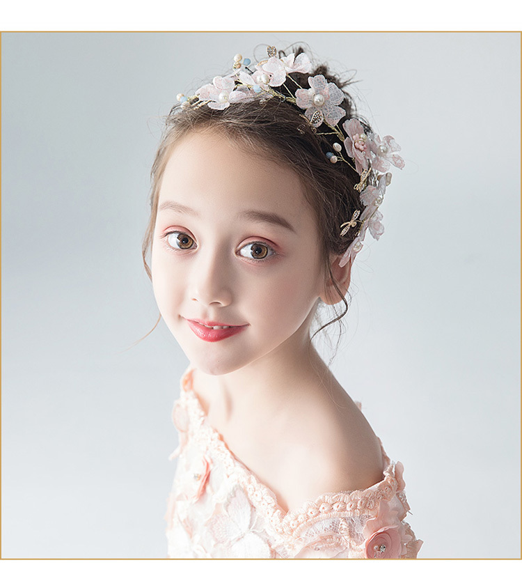 子どもカチューシャ フラワーティアラ 子供用 フォーマル 髪飾り ヘアアクセサリー キッズ 結婚式 ウェディング 発表会 入園式 卒園式 Elegant