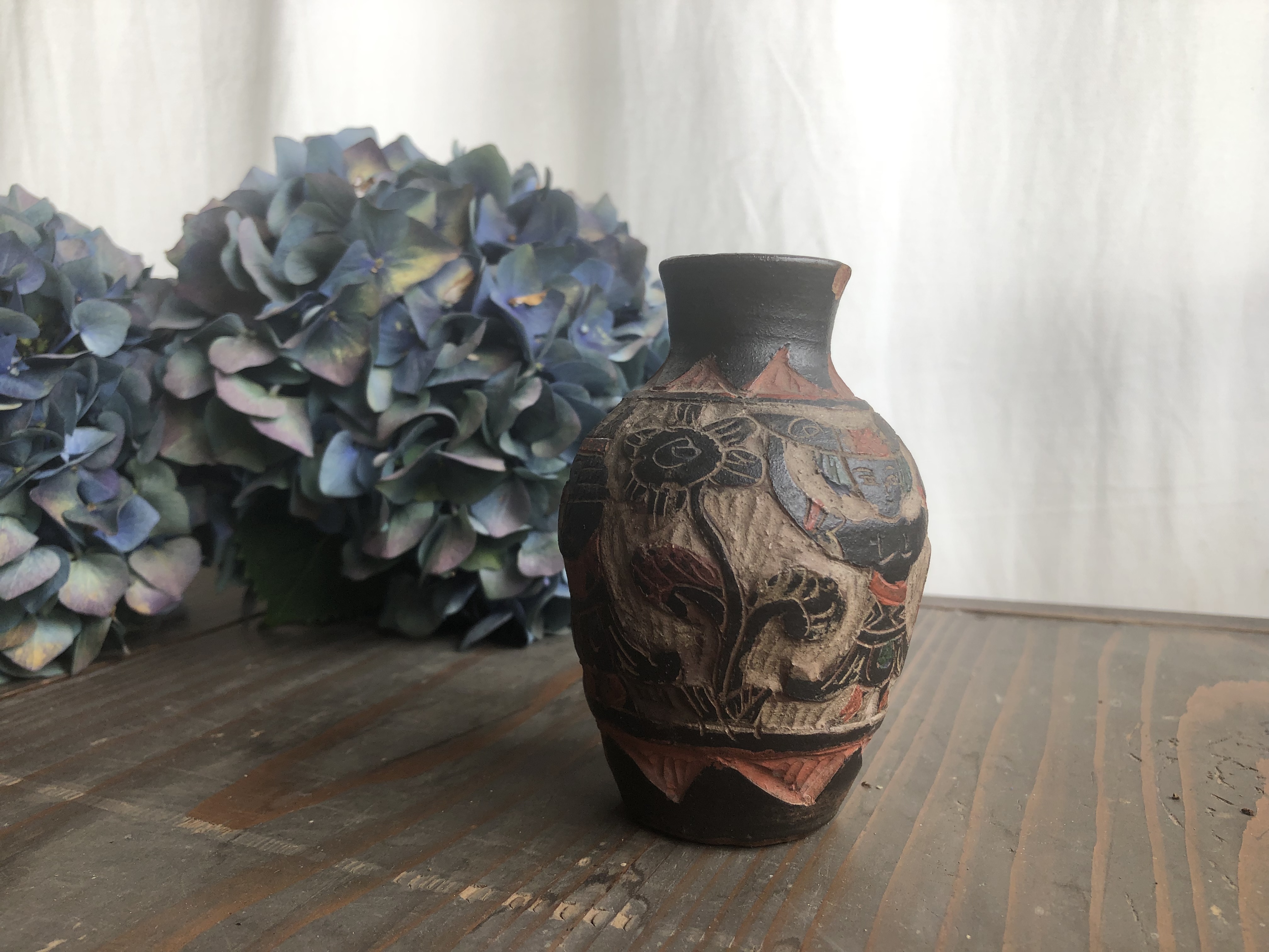 古い陶器の花瓶 フラワーベース 骨董品 ビンテージ アンティーク 古道具 Plants Maru ー 多肉植物 サボテン 園芸グッズのお店 ー