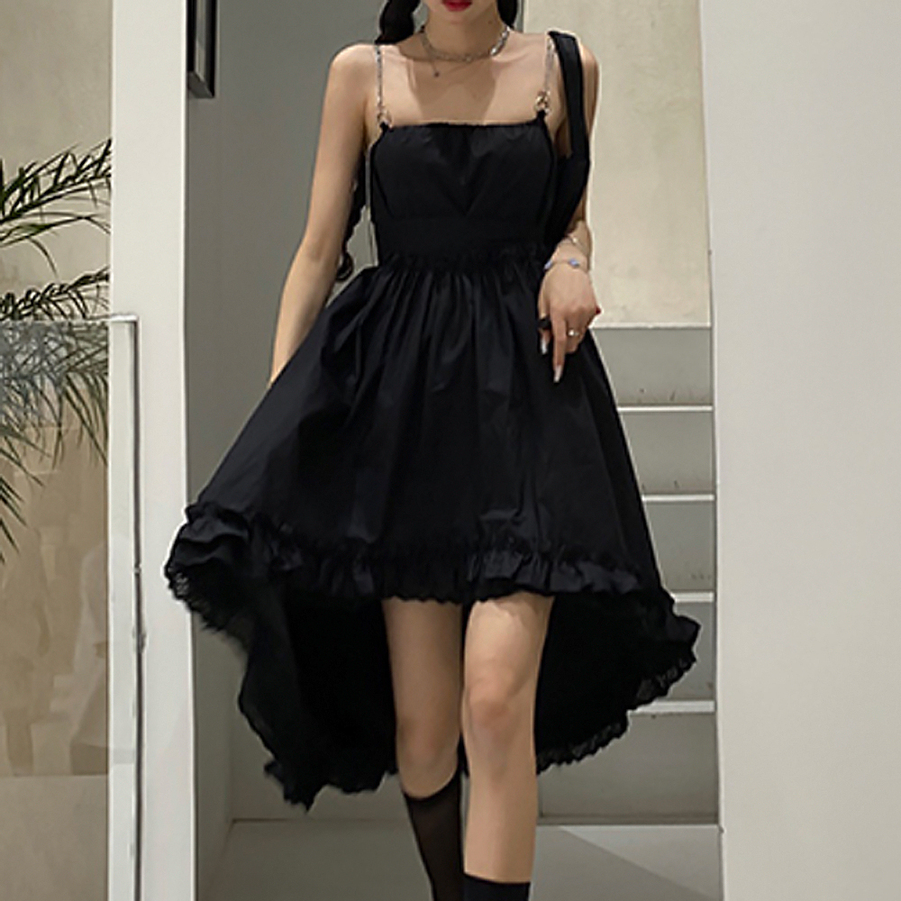 ゴシックアシンメトリーワンピース Black Lotus