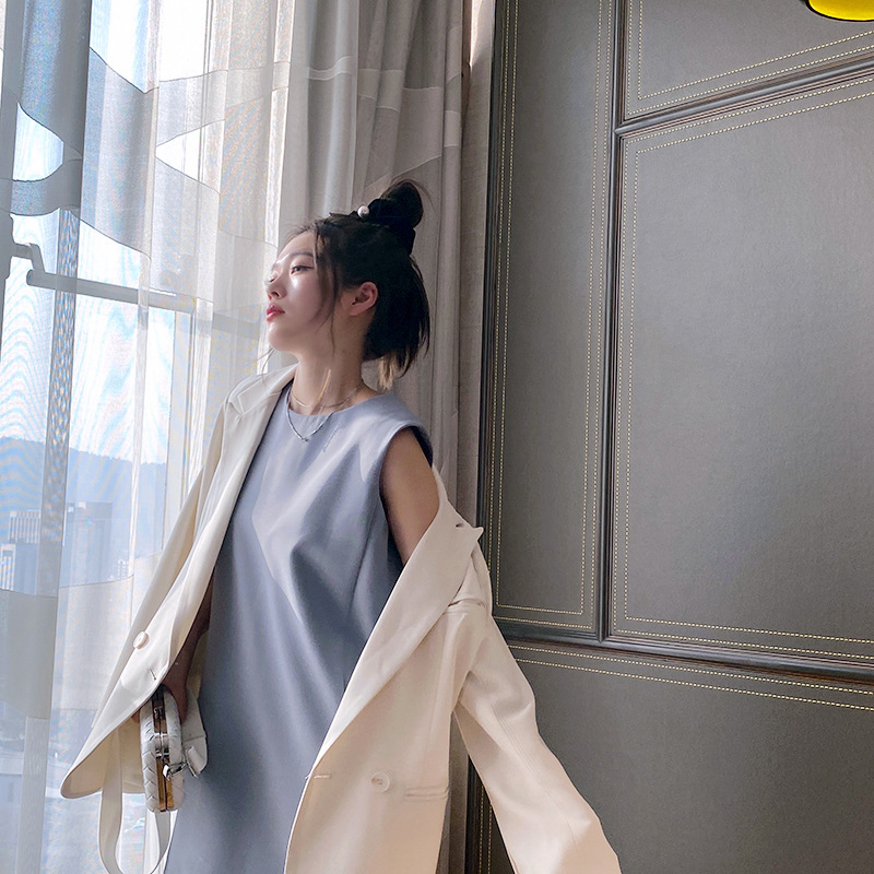 ノースリーブワンピース ウエスタンスタイル Aラインボトムスカート 女性 春 選べる2色 Hiruneko