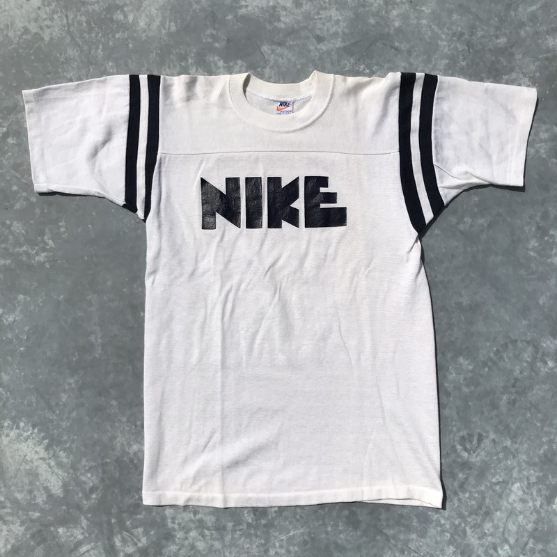 70 S Nike ナイキ レーヨン フットボールtシャツ ゴツナイキ ホワイト Mサイズ ミントコンディション ヴィンテージ 希少 オレンジtmタグ Usa製 Agito Vintage