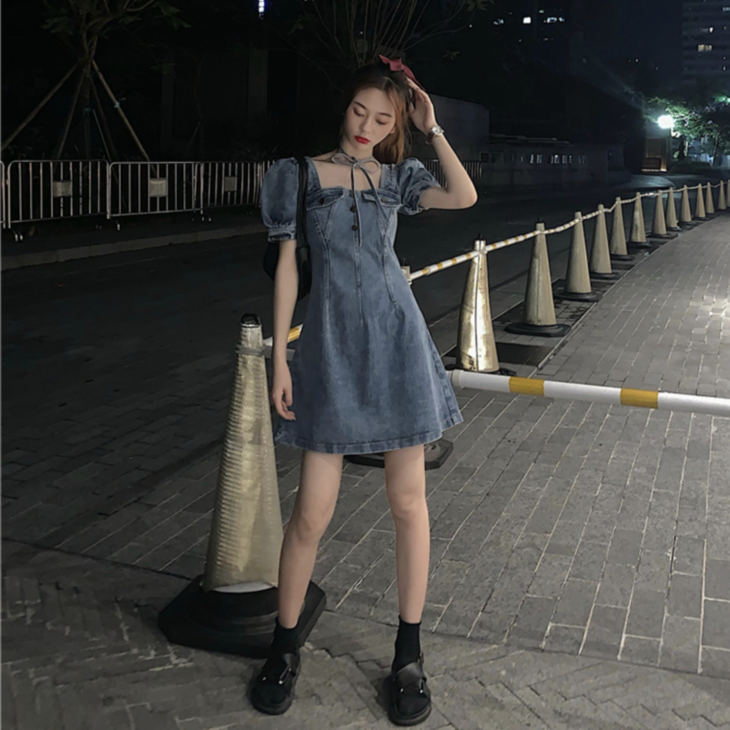 代引き手数料無料 2点 セット シフォン サスペンダーワンピース デニムジャケット ガーリー 春秋 待望の再入荷 Destinationmadrid Fr