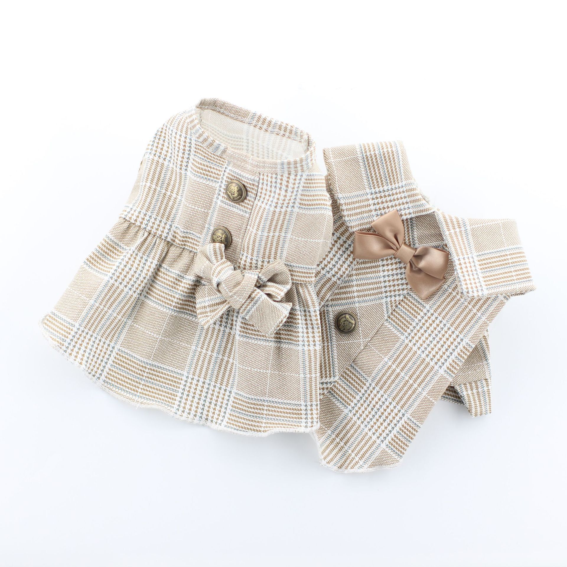 Xs Xl即納 ドッグウェア 春夏新作 ベージュチェックワンピース 犬服 Dog Online ドッグウェア 犬服 ペット用品
