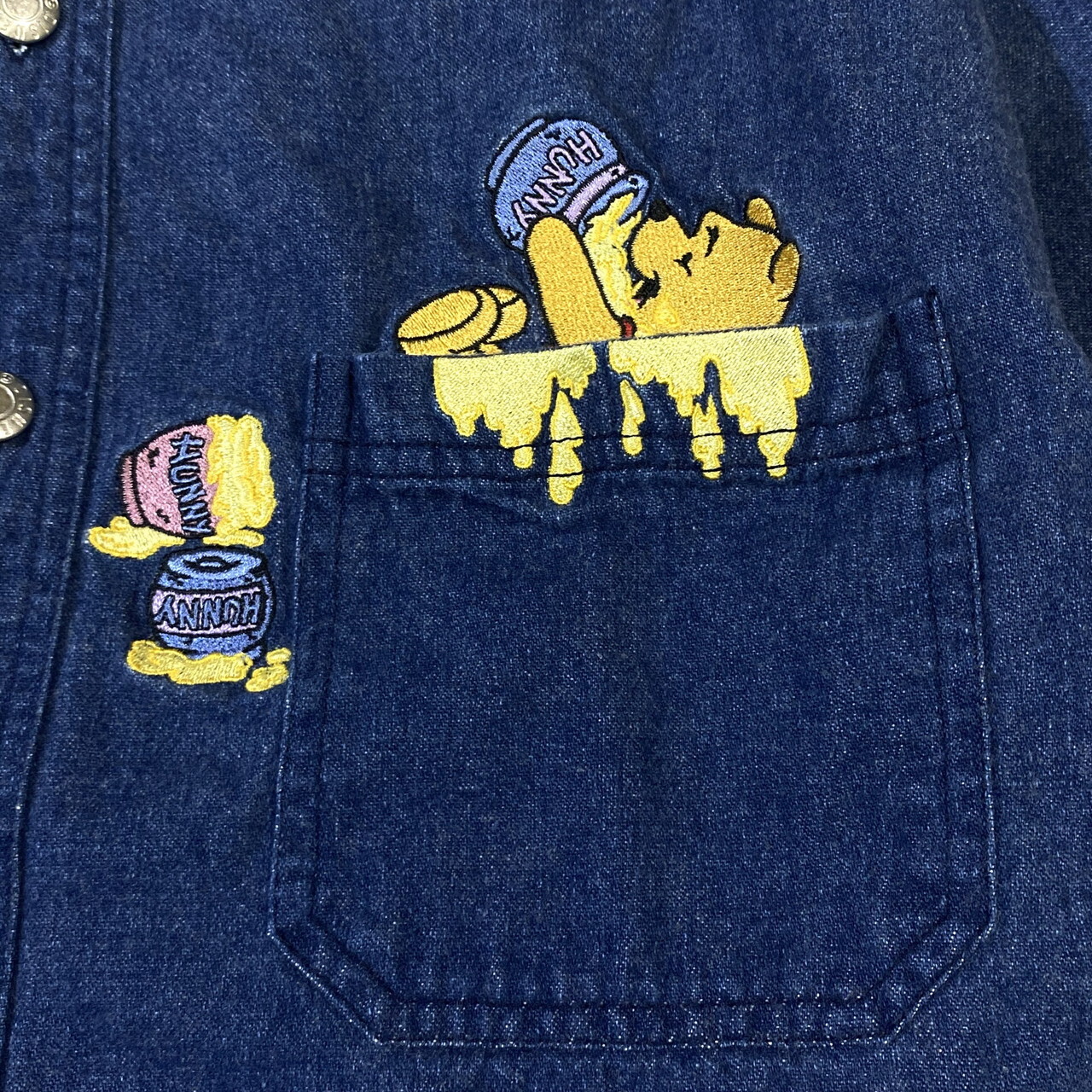 定番人気 古着 90 S ディズニー ぷーさん 刺繍 ビッグシルエット 長袖 デニムシャツ シャツ Crazyshark Com Co