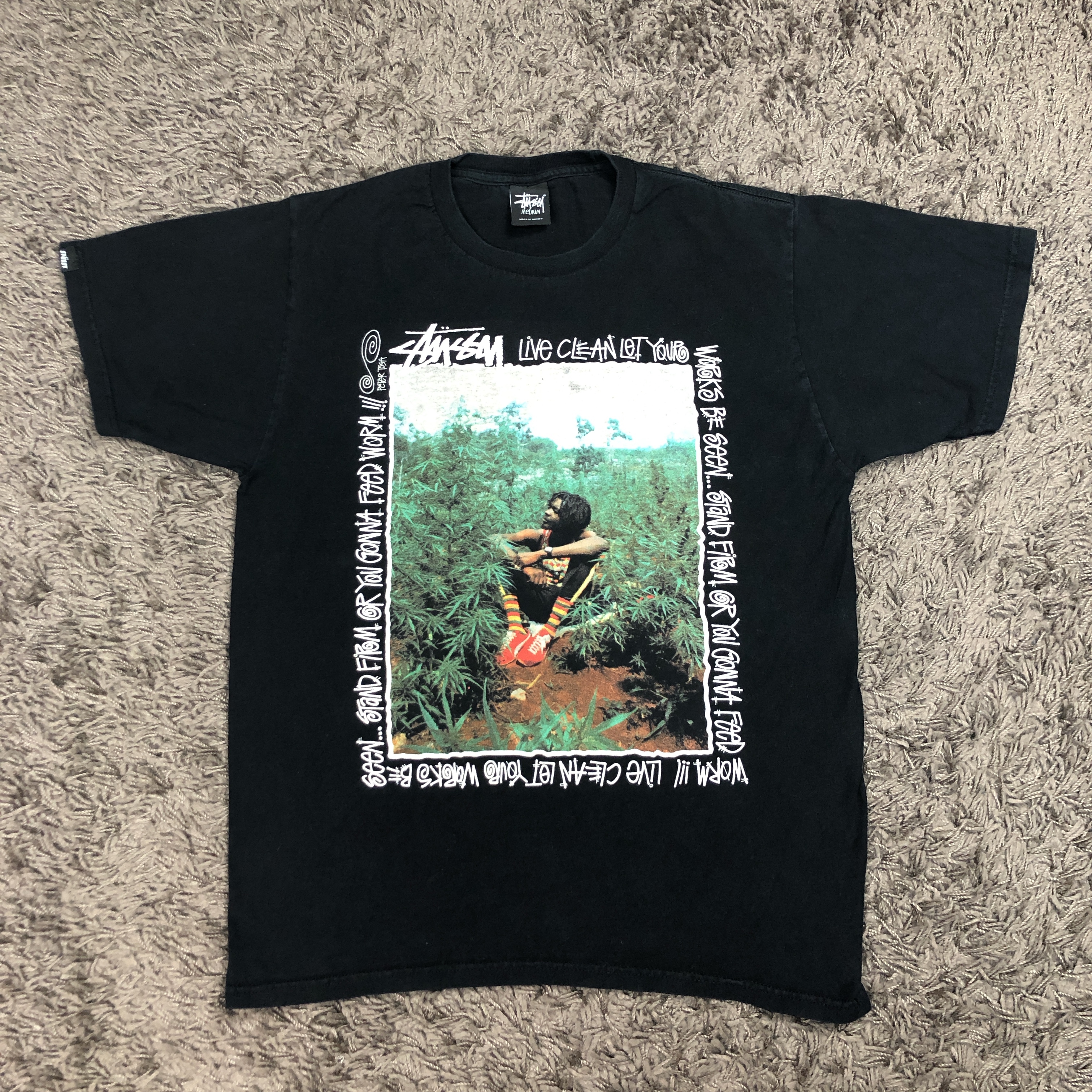 Stussyステューシー ピータートッシュ希少デザインtシャツm1715 Dust Magnet Club ヴィンテージ古着 トレンド古着 アメカジ 90s コレクティブル