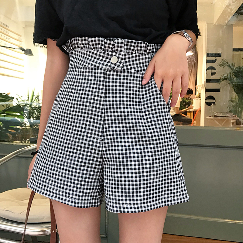 ハイウエスト ギンガムチェック ショートパンツ 全2色 Macaron