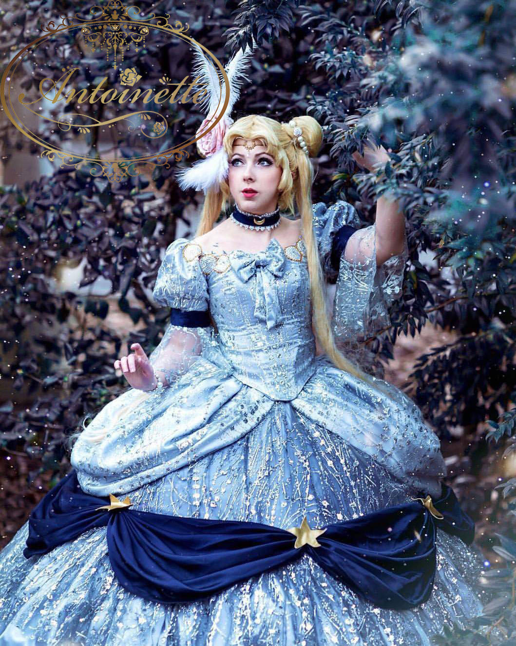 完全オーダーメイド 豪華絢爛 ゴージャス ギャラクシー キラキラ宇宙ドレス 宇宙柄 星柄 ウェディング Aライン 結婚式 Antoinette