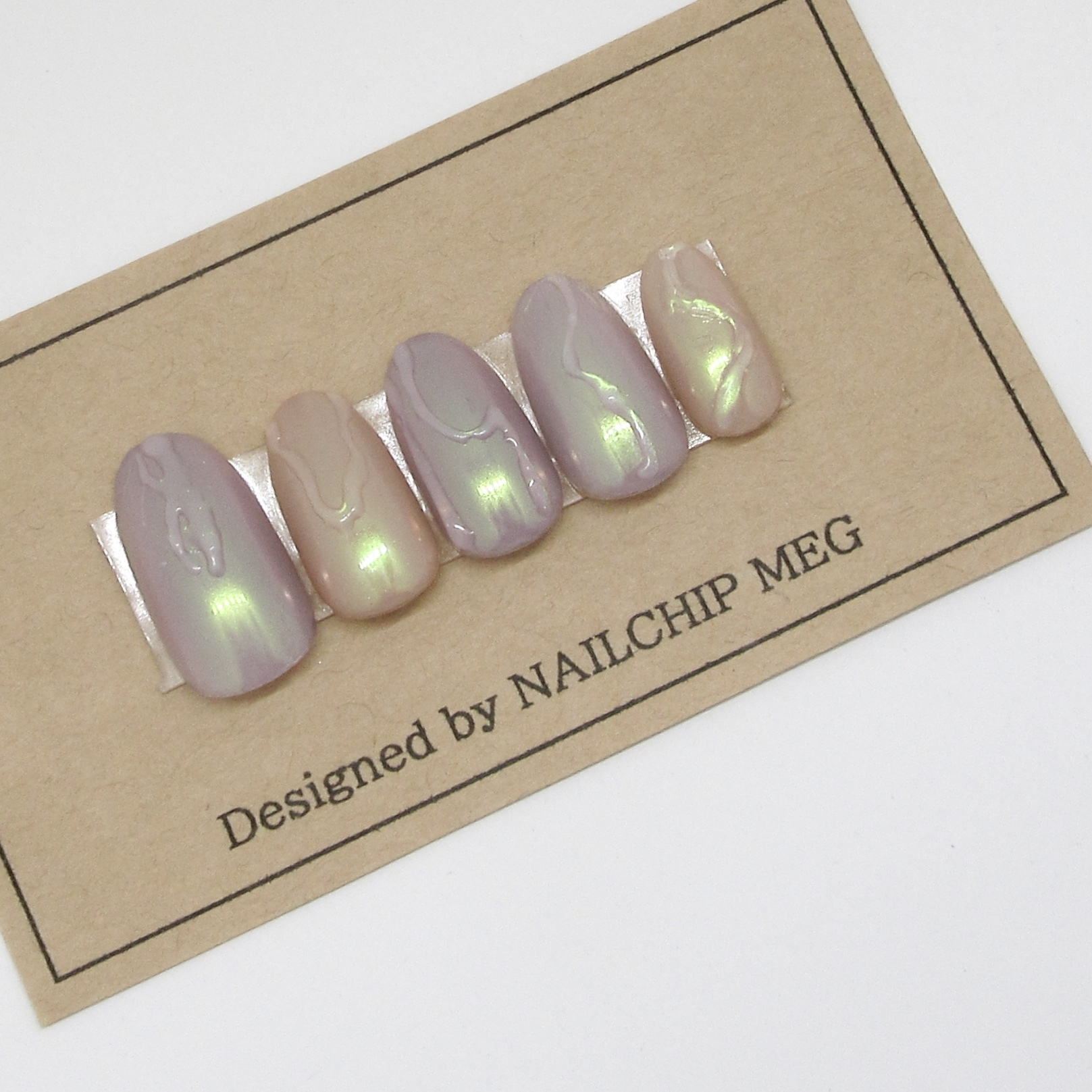 ニュアンスネイルチップ 夏 オーロラ パープル 紫 ベージュ 個性派 クリア ぷっくり 前撮り Aurora Veil Clear Art Nail 45 Nailchip Meg