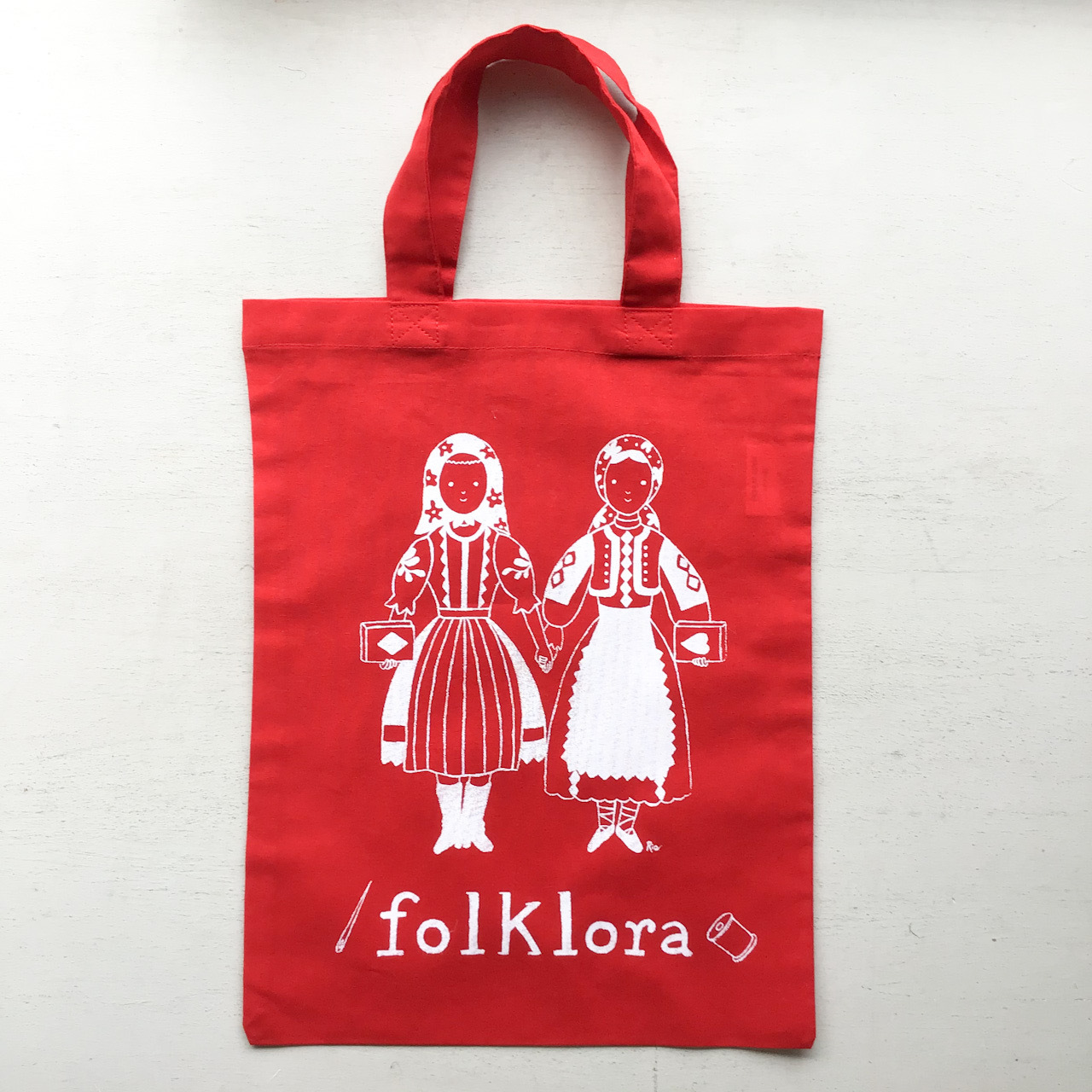 Folklora オリジナルトートバッグ 小サイズ 赤 刺繍無 Anneli Folkcraft